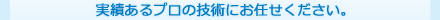 実績あるプロの技術にお任せください。